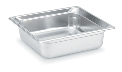 Vollrath 90142 8.5 Qt. Stainless Steel Standard 4" Deep 22 Gauge Anti-Jamming Top Flange Corners with Concave Indentation Super Pan 3 2/3 GN Food Pan
