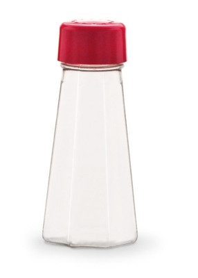 Vollrath 313-02 3 Oz. 4-5/8"H Polycarbonate Paneled Jar Plastic Red Flat Top Dripcut Cafe Color Collection Salt &amp; Pepper Shaker
