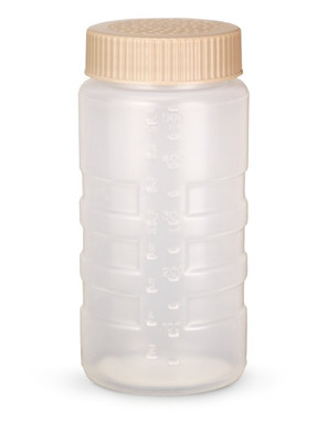 Vollrath 4961-1332 16 oz. Beige Lid Clear Bottle with Medium Holes Dripcut Dredge