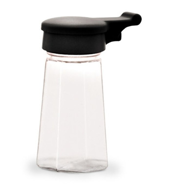 Vollrath 322-06 2 Oz. 3-5/8"H Polycarbonate Paneled Jar Plastic Black Flat Top Dripcut Cafe Color Collection Salt &amp; Pepper Shaker