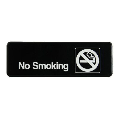 Vollrath 4513 3" x 9" White on Black No Smoking Sign