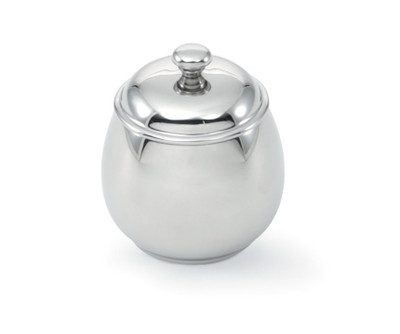Vollrath 46597 12 oz. Stainless Steel Covered Type Mirror Finish Exterior Satin Finish Interior Knob Top Lid Imported Orion Sugar Server