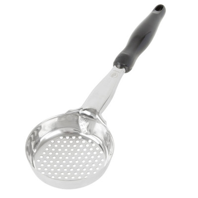 Vollrath 6432620 6 Oz. Stainless Steel Nylon Handle Coded Black Heavy Duty Perforated Round Bowl Spoodle