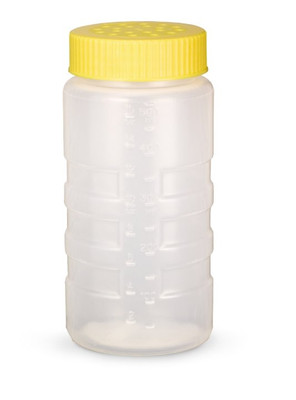 Vollrath 4961-1308 16 oz. Yellow Lid Clear Bottle with Large Holes Dripcut Dredge
