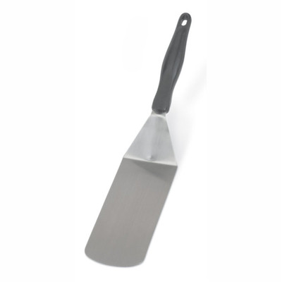 Vollrath 4808820 8 1/4"L x 2 7/8"W 16 1/2" Solid Ergonomic High-Temperature Nylon Handle Heavy-Duty Stainless Steel Turner with Ergo Grip Black Handle