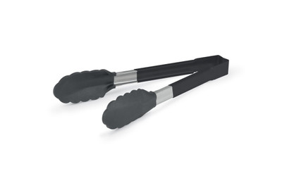 Vollrath 4781622 16" Long Black Nylon Ends &amp; Black Plastic Coated Handles Stainless One-Piece High Temperature Utility Tongs