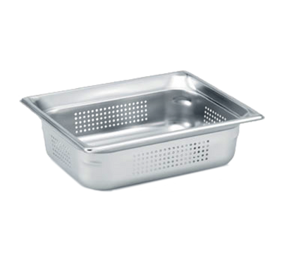 Vollrath 90243 Stainless Steel Standard 4" Deep 22 Gauge Perforated Anti-Jamming Top Flange Corners with Concave Indentation Super Pan 3 1/2 GN Food Pan