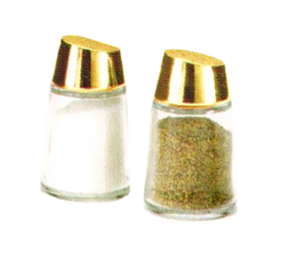 Vollrath 802G-12 2 Oz. Gold Sloped Cap Glass Round Bottom Jar Dripcut Continental Collection Salt & Pepper Shaker (12 Each Per Case)