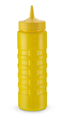 Vollrath 4924-08 24 Oz. Yellow Bottle with Yellow Cap Polyethylene Wide Mouth Traex Color-Mate Squeeze Bottle Dispenser
