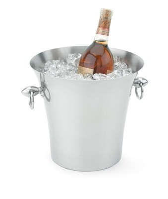 Vollrath 47617 9.44" Top Dia. 6.5" Bottom Dia. 8 .75" H Stainless Steel Welded Handles Mirror Interior Finish and Top Rim Area Imported Fluted Wine Bucket