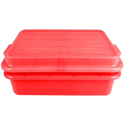 Vollrath 1551-C02 5" Drain 5" Box & Snap-on Lid Red Polypropylene Traex Color-Mate Food Storage Box Combo
