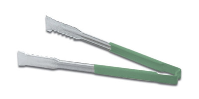 Vollrath 4791670 16" Green Ergonomic Antimicrobial Kool Touch Handle Gripper Teeth Flattened Ends Springless Stainless Steel One-Piece VersaGrip Tongs