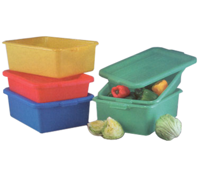 Vollrath 1535-C19 5&quot; Drain 7&quot; Box &amp; Snap-on Lid Green Polypropylene Traex Color-Mate Food Storage Box Combo