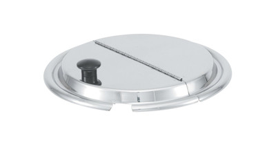 Vollrath 47486 Stainless Mirror Finish with Black Phenolic Knob Inset Imported Kool-Touch Hinged Inset Cover