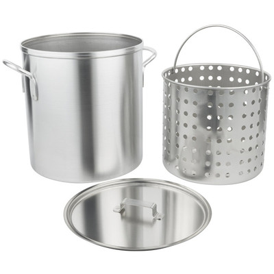 Vollrath 68269 32 Quart 8 Ga. Aluminum Complete with Basket Embossed Feet Bail Handle Steamer/Boiler