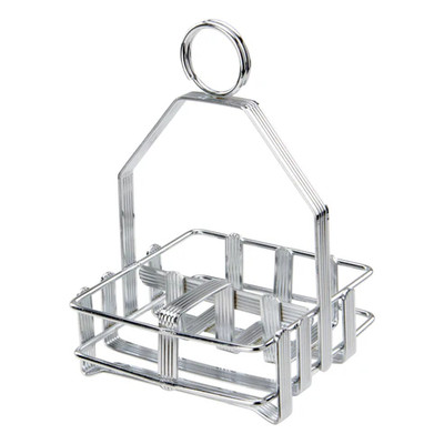 Winco WH-7 Chrome Plated Wire Salt and Pepper Shaker or Sugar Packet Caddy Rack