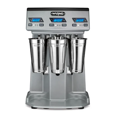 Waring WDM360TX Powder Coated Die-Cast Steel Housing Countertop Triple Spindle Drink Mixer - 120 Volts