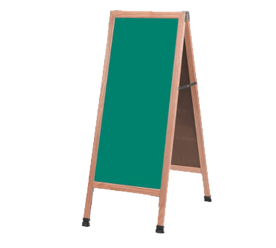AARCO A-3G 18"W x 42"H Green Composition Wood Sidewalk Chalkboard