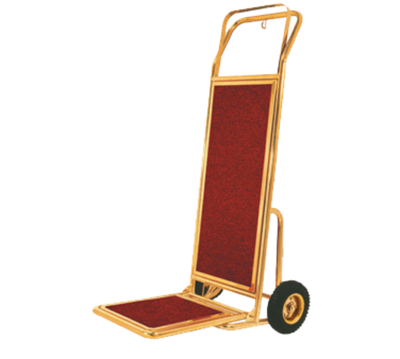 AARCO HT-2B 15" W x 48" H x 15" D Brass Tubular Frame Hand Truck with 8" Pneumatics Wheels