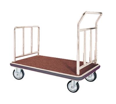 AARCO FB-1C 42" W x 27" D x 36" H Chrome Frame Finish Red Deck Luggage Cart with 8" Solid Wheels