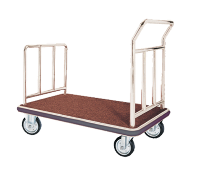 AARCO FB-1C 42" W x 27" D x 36" H Chrome Frame Finish Red Deck Luggage Cart with 8" Solid Wheels