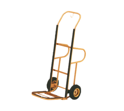 AARCO HT-1B 15" W x 48" H x 15" D Brass Tubular Frame Hand Truck with 8" Pneumatics Wheels