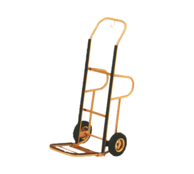 AARCO HT-1B 15" W x 48" H x 15" D Brass Tubular Frame Hand Truck with 8" Pneumatics Wheels