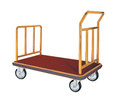 AARCO FB-1B 42" W x 24" D x 36" H Satin Frame Finish Red Deck Luggage Cart with 8" Wheels