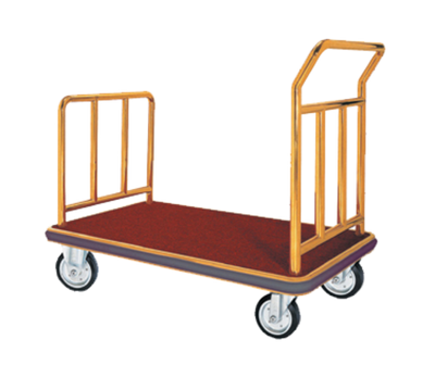AARCO FB-1B 42" W x 24" D x 36" H Satin Frame Finish Red Deck Luggage Cart with 8" Wheels