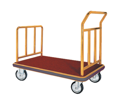 AARCO FB-1B 42" W x 24" D x 36" H Satin Frame Finish Red Deck Luggage Cart with 8" Wheels