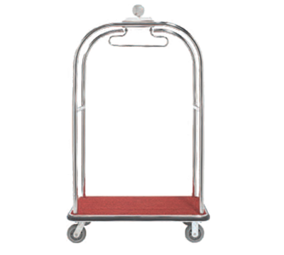 AARCO LC-3C 45" W x 26.25" D x 75" H Chrome Frame Finish Red Deck Luggage Cart with 6" Wheels