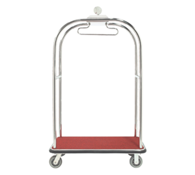 AARCO LC-3S 45" W x 26.25" D x 75" H Satin Frame Finish Red Deck Luggage Cart with 6" Wheels