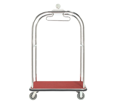 AARCO LC-3S 45" W x 26.25" D x 75" H Satin Frame Finish Red Deck Luggage Cart with 6" Wheels