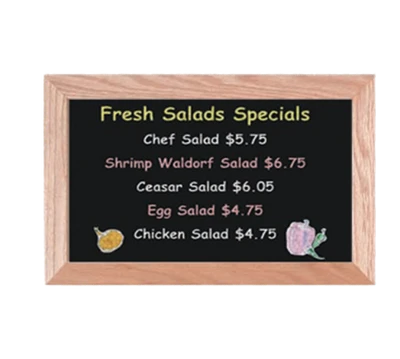AARCO OC1218NT 18" W x 12" H Black Wood Chalkboard
