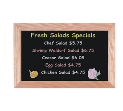 AARCO OC1218NT 18" W x 12" H Black Wood Chalkboard