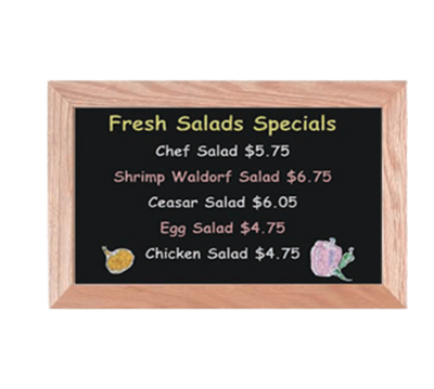 AARCO OC1218NT 18" W x 12" H Black Wood Chalkboard