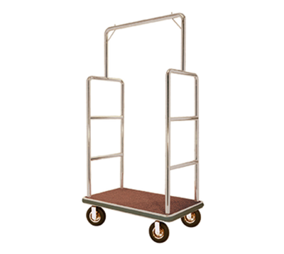 AARCO LC-1C-4P 42" W x 24" D x 72" H Chrome Frame Finish Red Deck Luggage Cart with 8" Wheels