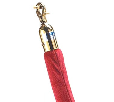 AARCO Tr-8 6' Red Velour Form-A-Line Rope with Polished Brass Snap Hook