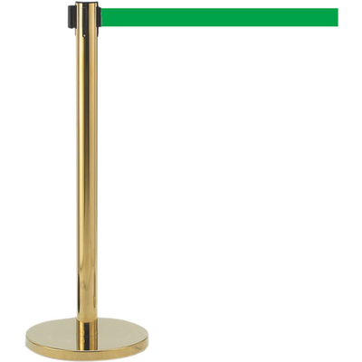 AARCO HB-7GR 40" Retractable Green Belt Style Form-A-Line™ Crowd Control System