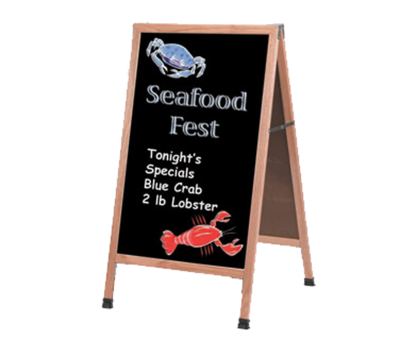 AARCO A-1B 24"W x 42"H Black Composition Wood Sidewalk Chalkboard