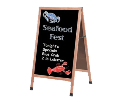 AARCO A-1B 24"W x 42"H Black Composition Wood Sidewalk Chalkboard