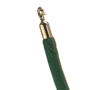 AARCO Tr-47 5' Green Velour Form-A-Line Rope with Polished Brass Snap Hook