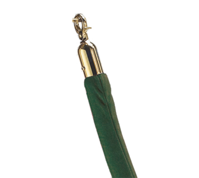 AARCO Tr-47 5' Green Velour Form-A-Line Rope with Polished Brass Snap Hook