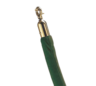 AARCO Tr-47 5' Green Velour Form-A-Line Rope with Polished Brass Snap Hook
