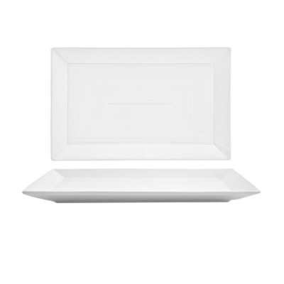 FOH DSP002WHP22 11&quot; W x 7&quot; D White Porcelain Rectangle Harmony Plate (6 Each Per Case)