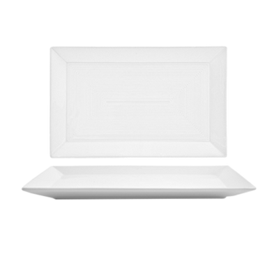FOH DSP002WHP22 11" W x 7" D White Porcelain Rectangle Harmony Plate (6 Each Per Case)