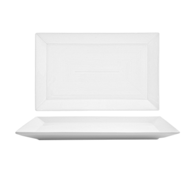 FOH DSP002WHP22 11" W x 7" D White Porcelain Rectangle Harmony Plate (6 Each Per Case)