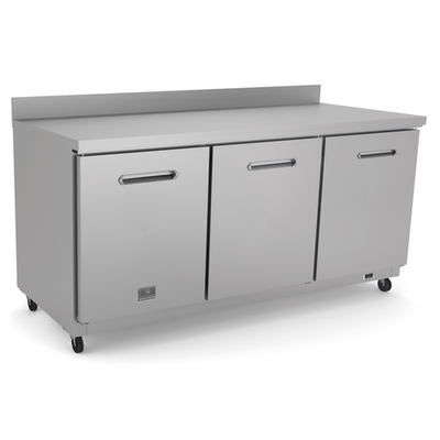 Kelvinator KCHUCWT72R 72" W (3) Solid Hinged Doors Reach In Three-Section Undercounter Refrigerator - 115 Volts 400 Watts