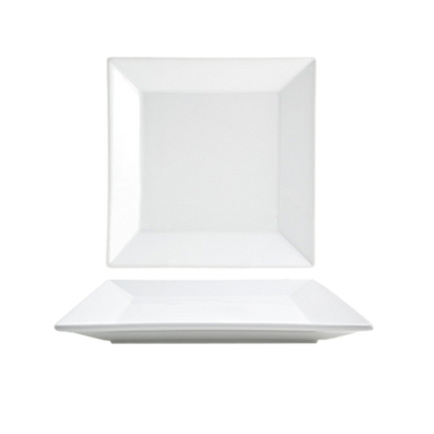 FOH DAP011WHP13 8.5" W x 8.5" D Square Porcelain Linear Design Kyoto Plate (12 Each Per Case)