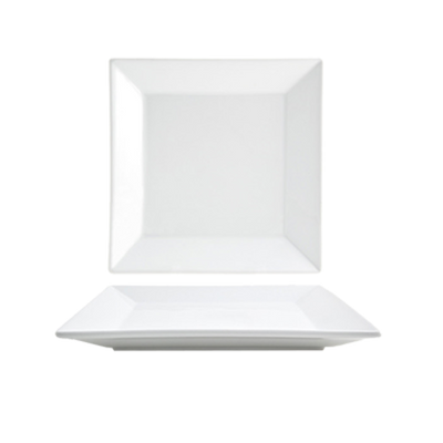 FOH DAP011WHP13 8.5" W x 8.5" D Square Porcelain Linear Design Kyoto Plate (12 Each Per Case)